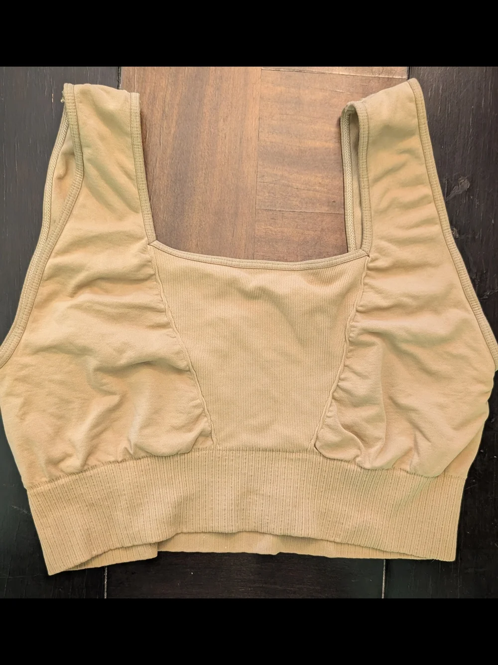 Free People Ribbed Square-Neck Bralette in Beige Size Medium